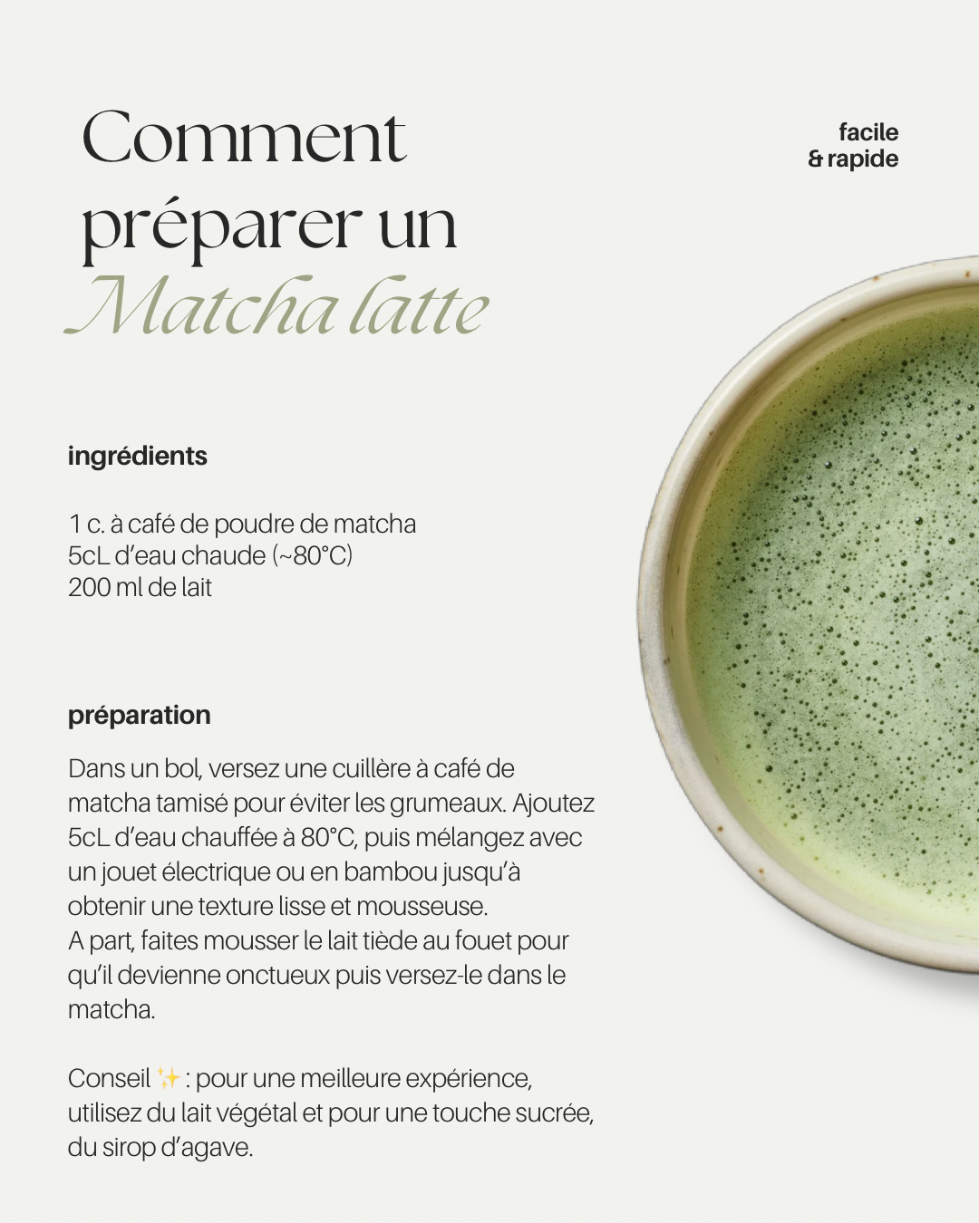 Tutoriel de préparation d'un matcha Latte